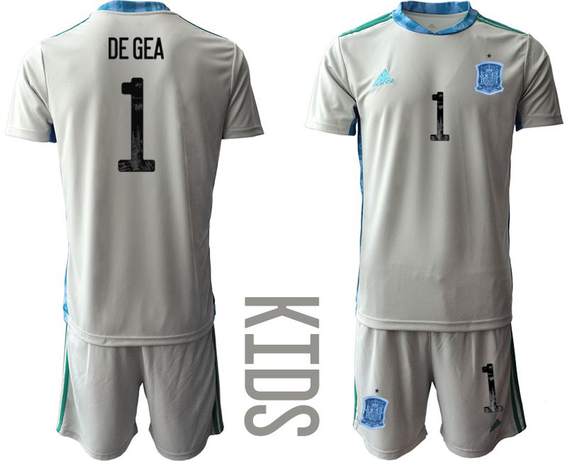 Youth 2021 World Cup National Spain gray goalkeeper #1 Soccer Jerseys->spain jersey->Soccer Country Jersey